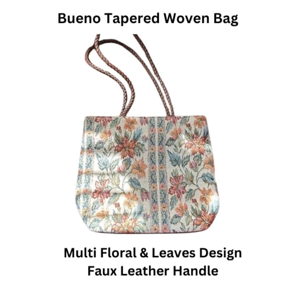 Bueno Tapestry Floral Woven Bag Faux Leather Handle OS